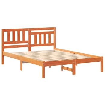 Bettgestell mit Kopfteil Wachsbraun 140 x 190 cm Massivkiefer