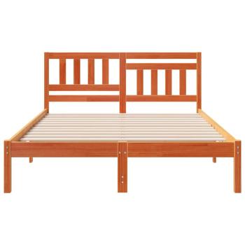 Bettgestell mit Kopfteil Wachsbraun 140 x 190 cm Massivkiefer