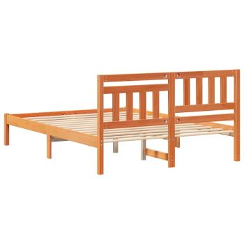 Bettgestell mit Kopfteil Wachsbraun 140 x 190 cm Massivkiefer