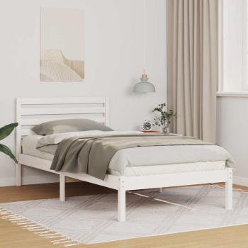 ARDEBO.de - Bettgestell mit Kopfteil Weiß 90 x 200 cm Massivkiefer