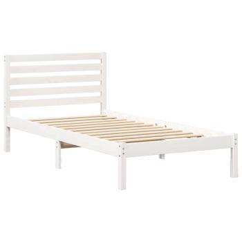 Bettgestell mit Kopfteil Weiß 90 x 200 cm Massivkiefer