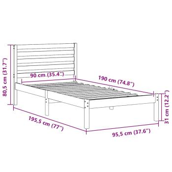Bettgestell mit Kopfteil Wachsbraun 90 x 190 cm Massivkiefer