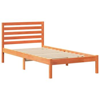 Bettgestell mit Kopfteil Wachsbraun 75 x 190 cm Massivkiefer