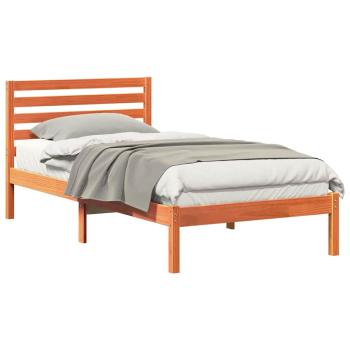 Bettgestell mit Kopfteil Wachsbraun 75 x 190 cm Massivkiefer