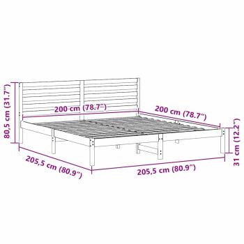 Bettgestell mit Kopfteil Wachsbraun 200 x 200 cm Massivkiefer