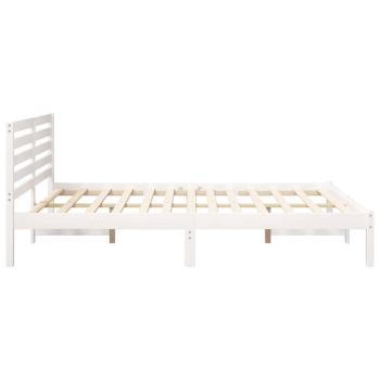 Bettgestell mit Kopfteil Weiß 150 x 200 cm Massivkiefer