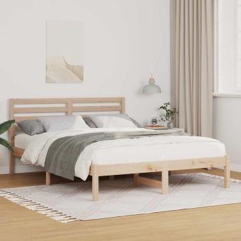 ARDEBO.de - Bettgestell mit Kopfteil Braun 140 x 190 cm Massivkiefer