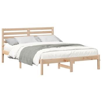 Bettgestell mit Kopfteil Braun 140 x 190 cm Massivkiefer