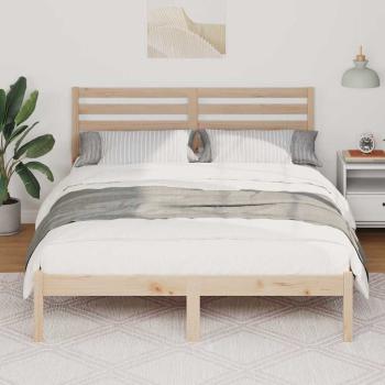 Bettgestell mit Kopfteil Braun 140 x 190 cm Massivkiefer