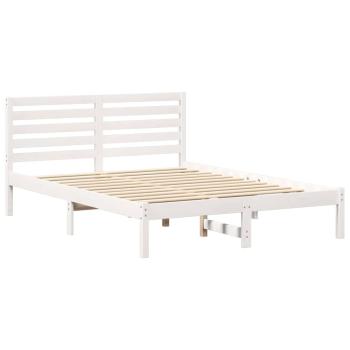 Bettgestell mit Kopfteil Weiß 140 x 190 cm Massivkiefer