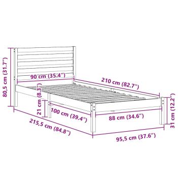 Bettgestell mit Kopfteil Weiß 90 x 210 cm Massivkiefer