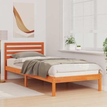 Bettgestell mit Kopfteil Wachsbraun 90 x 210 cm Massivkiefer