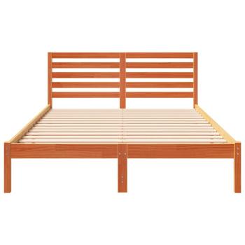 Bettgestell mit Kopfteil Wachsbraun 140 x 210 cm Massivkiefer