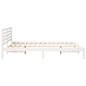 Bettgestell mit Kopfteil Weiß 160 x 220 cm Massivkiefer