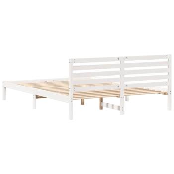 Bettgestell mit Kopfteil Weiß 160 x 220 cm Massivkiefer