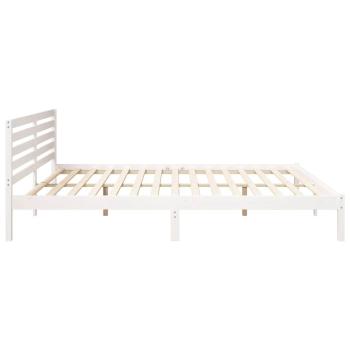 Bettgestell mit Kopfteil Weiß 200 x 220 cm Massivkiefer