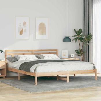 ARDEBO.de - Bettgestell mit Kopfteil Braun 200 x 200 cm Kiefernholz