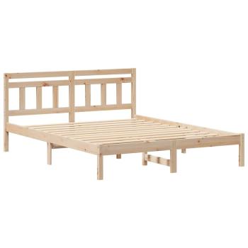 Bettgestell mit Kopfteil Braun 150 x 200 cm Massivholz Kiefer