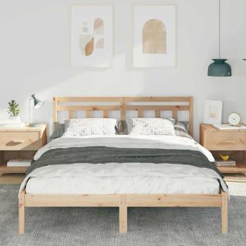 Bettgestell mit Kopfteil Braun 150 x 200 cm Massivholz Kiefer