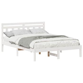 Bettgestell mit Kopfteil Weiß 140 x 190 cm Kiefernholz