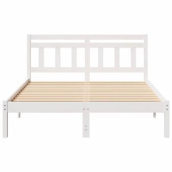 Bettgestell mit Kopfteil Weiß 140 x 190 cm Kiefernholz
