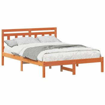 Bettgestell mit Kopfteil Braun 140 x 190 cm Massivholz Kiefer