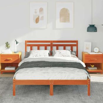 Bettgestell mit Kopfteil Braun 140 x 190 cm Massivholz Kiefer