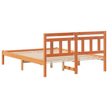 Bettgestell mit Kopfteil Braun 140 x 190 cm Massivholz Kiefer