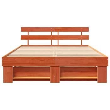 Bettgestell mit Kopfteil Wachsbraun 160 x 200 cm Kiefernholz