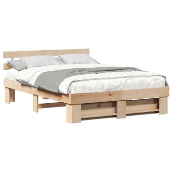 Bettgestell mit Kopfteil Braun 150 x 200 cm Kiefernholz