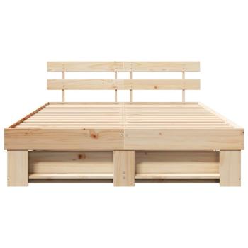 Bettgestell mit Kopfteil Braun 150 x 200 cm Kiefernholz