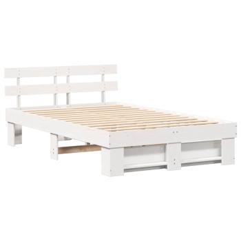 Bettgestell mit Kopfteil Weiß 135 x 190 cm Massivkiefer