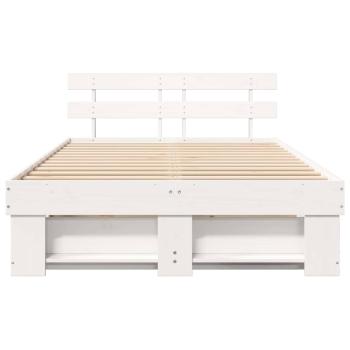 Bettgestell mit Kopfteil Weiß 135 x 190 cm Massivkiefer