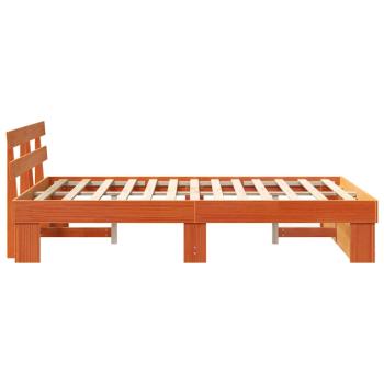 Bettgestell mit Kopfteil Wachsbraun 135 x 190 cm Massivkiefer