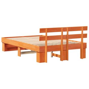 Bettgestell mit Kopfteil Wachsbraun 135 x 190 cm Massivkiefer