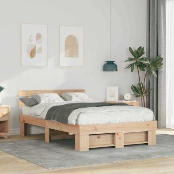 ARDEBO.de - Bettgestell mit Kopfteil Braun 120 x 190 cm Massivkiefer