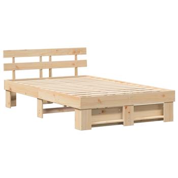 Bettgestell mit Kopfteil Braun 120 x 190 cm Massivkiefer