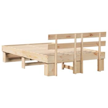 Bettgestell mit Kopfteil Braun 120 x 190 cm Massivkiefer
