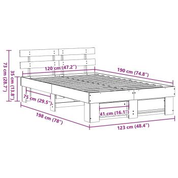 Bettgestell mit Kopfteil Braun 120 x 190 cm Massivkiefer