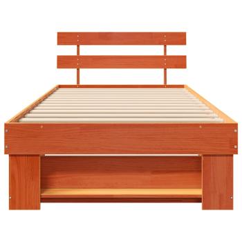 Bettgestell mit Kopfteil Wachsbraun 80 x 200 cm Massivkiefer