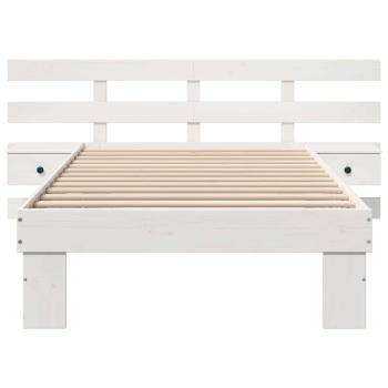 Bettgestell mit Schubladen mit Kopfteil Weiß 90 x 200 cm Massivkiefer