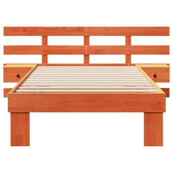 Bettgestell mit Schubladen mit Kopfteil Wachsbraun 90 x 190 cm Massivkiefer