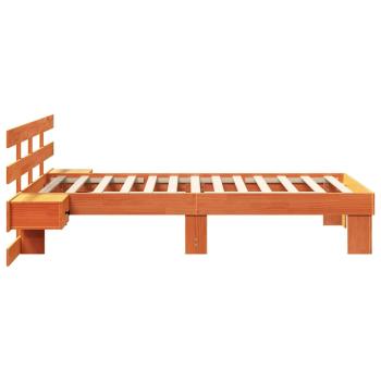 Bettgestell mit Schubladen mit Kopfteil Wachsbraun 90 x 190 cm Massivkiefer