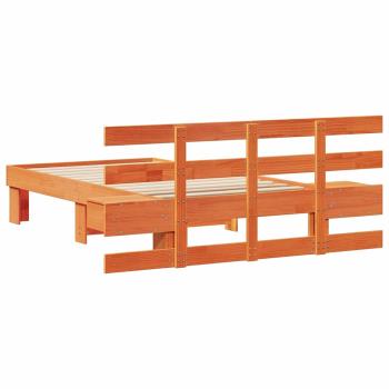 Bettgestell mit Schubladen mit Kopfteil Wachsbraun 90 x 190 cm Massivkiefer