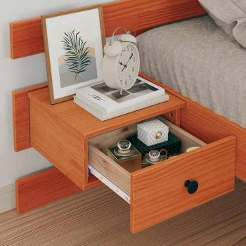 Bettgestell mit Schubladen mit Kopfteil Wachsbraun 75 x 190 cm Massivkiefer