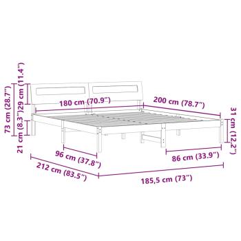 Bettgestell Braun 180 x 200 cm Massivkiefer