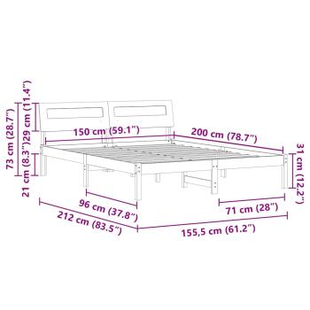 Bettgestell Braun 150 x 200 cm Massivkiefer