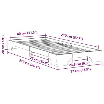 Bodenbettgestell mit Speicher Weiß 80 x 210 cm Holz