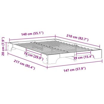 Bodenbettgestell mit Speicher Braun 140 x 210 cm Holz