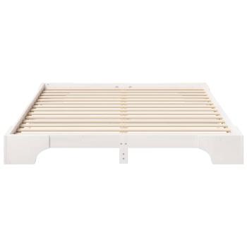 Bodenbettgestell mit Speicher Weiß 160 x 210 cm Holz
